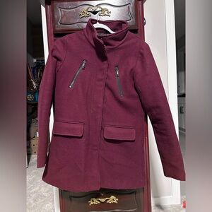 Warehouse One Deep Burgundy Peacoat Jacket Women’s Size Small